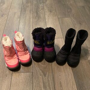Sorel Kids' Winter Boots Bundle of Four Pairs- Pink, Purple, Black